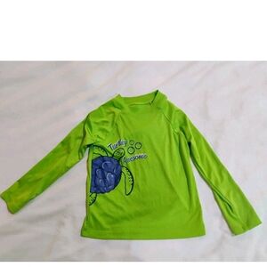Turtle Graphic Green Kids Long Sleeve Shirt